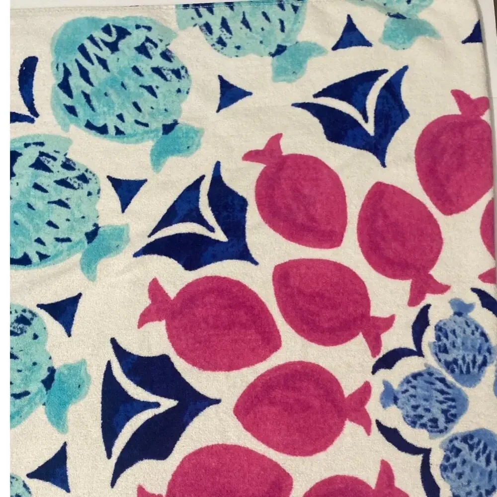 Vintage Tropical Fish Large Beach Towel Bright Retro 90s Beach Summer Ocean Sea